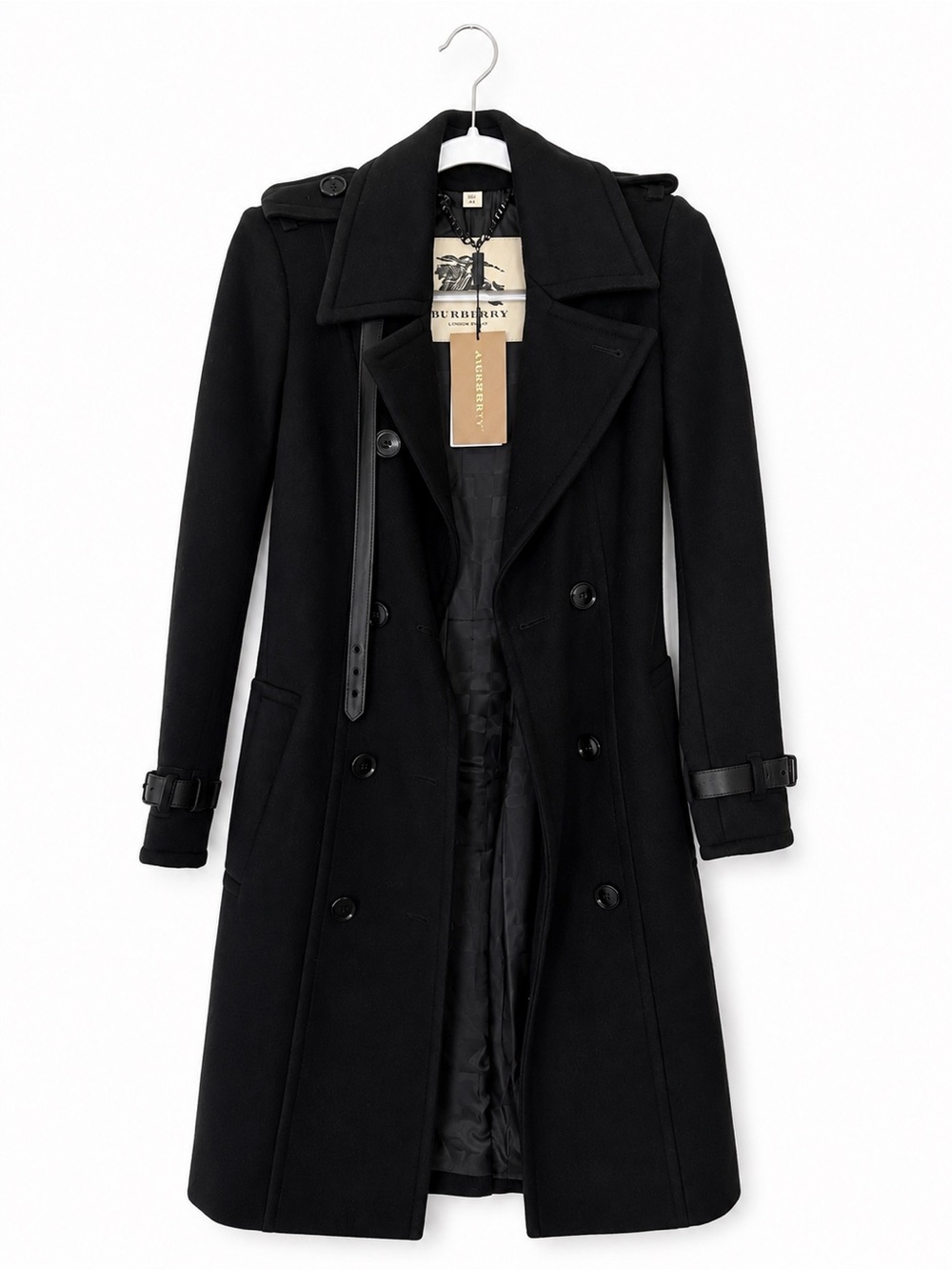 NWT Burberry London Dunington Black Double-Breasted Long Coat